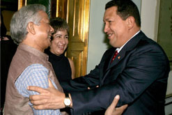 Chávez tar emot Nobelfredspristagaren Yunus