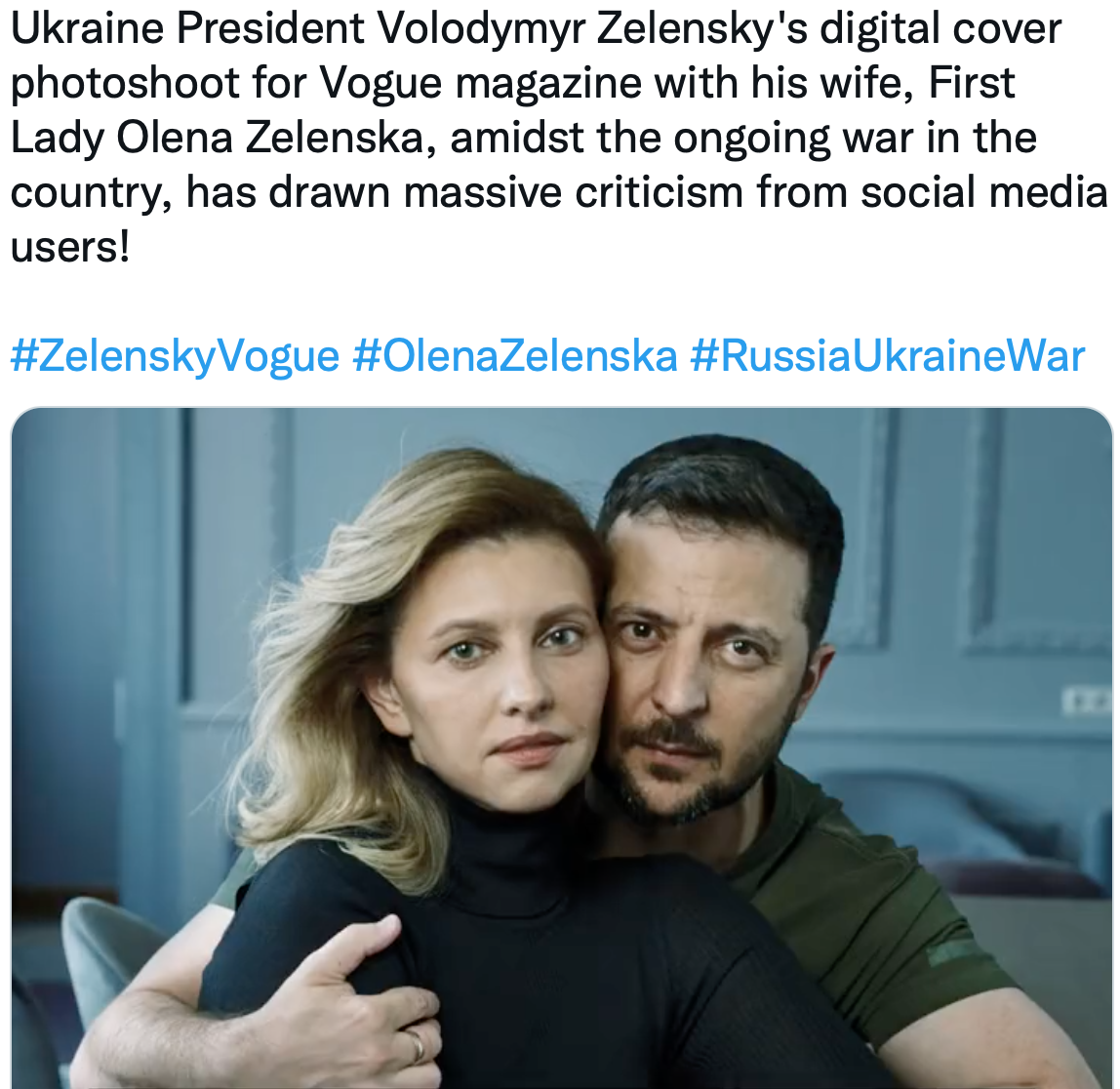 Paulina Sokolow: Vogue-reportaget gör paret Zelenskyj till olympiska gudar