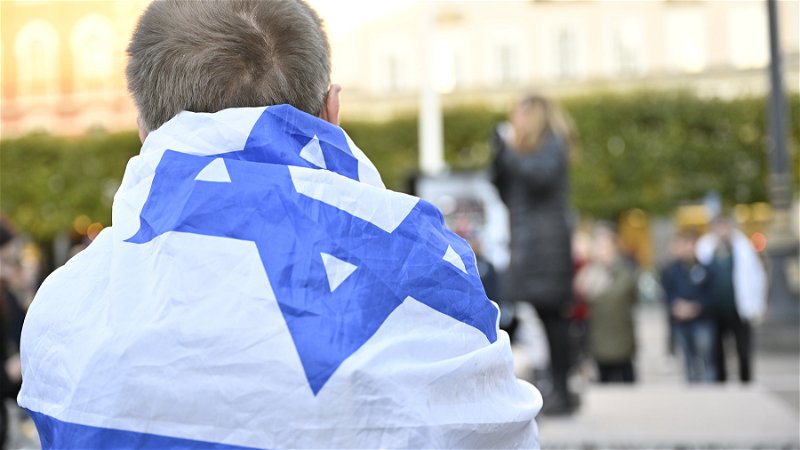 Demonstration i Stockholm den 15 oktober förra året 
anordnad av Vänskapsförbundet Sverige-Israel Stockholm. Foto: Henrik Montgomery/TT.