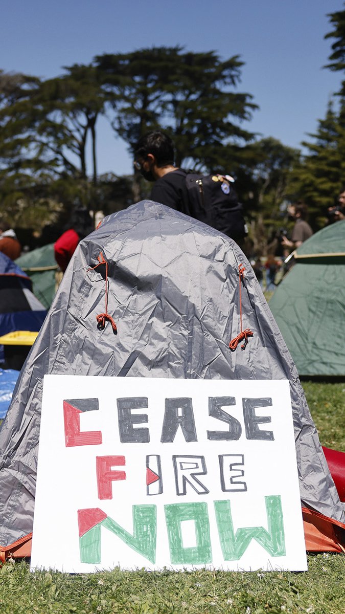 Studenterna vid flera universitet har väckt den kaliforniska protestkulturen till liv. Foto: Lea Suzuki/AP.