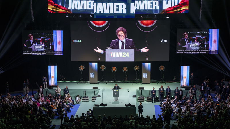 Argentinas president Javier Milei talar. Foto: Manu Fernandez/AP.