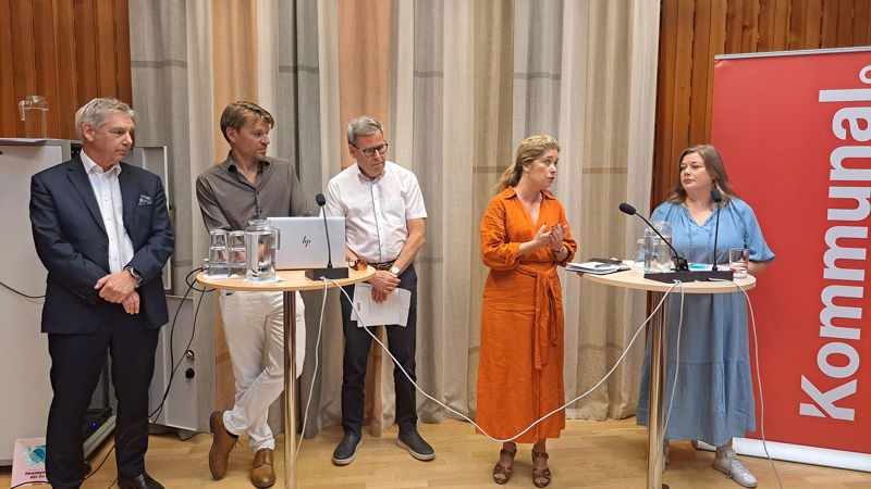 Paneldeltagarna vid lanseringen av Kommunals rapport ”Tid för förändring”. Foto: Jacob Lundberg.