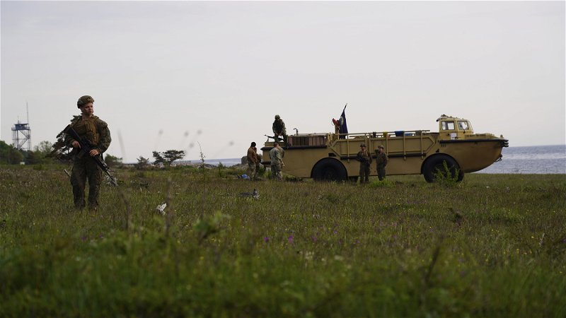 Amerikanska trupper landstiger på Gotland under Nato-övningen Baltops i juni 2022. Foto: James Brooks/AP.