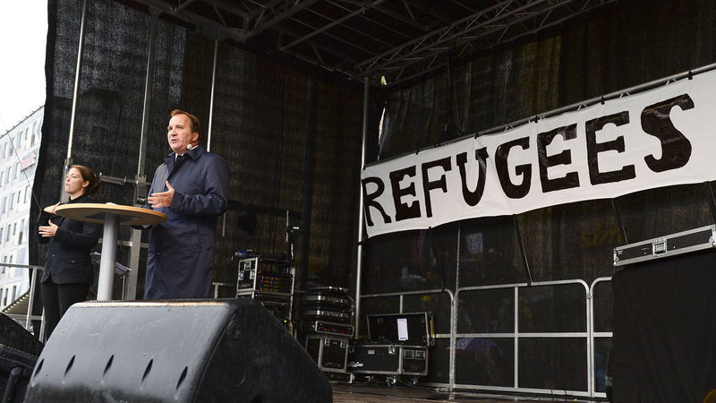 På Medborgarplatsen september 2015: ”Mitt Europa bygger inga murar”. Foto: Maja Suslin/TT.