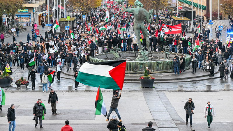 En av Enhetsfront för Palestinas demonstrationer i Göteborg. Foto: Björn Larsson Rosvall / TT.