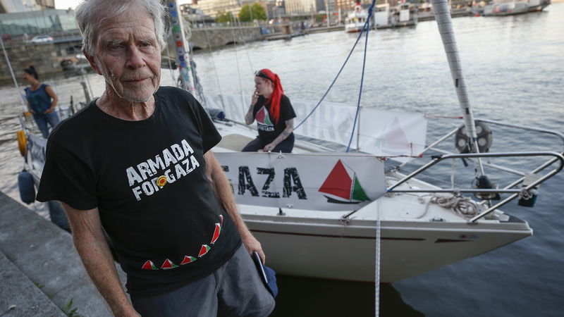 Jan Strömdahl, Västsaharakommitténs tidigare ordförande, under Ship To Gaza-kampanjen. Foto: Fredrik Persson/TT