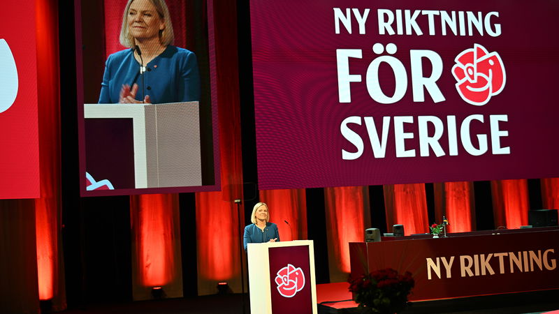Magdalena Andersson vid öppningen av Socialdemokraternas kongress. Foto: Björn Larsson Rosvall / TT
