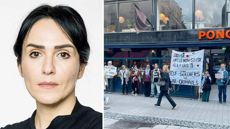 Negar Josephi anmäldes för ofredande efter måndagens manifestation utanför det judiska kulturcentret Bajit och Hillelskolan. Foto: Bulletin / Judiska ungdomsförbundet / X.