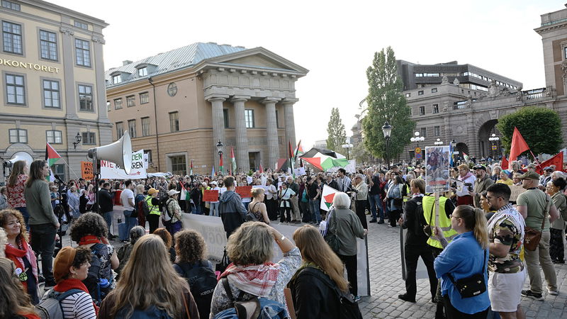Demonstration arrangerad av Septemberupproret och Tillsammans mot rasism vid Mynttorget på tisdagen. Foto: Fredrik Sandberg/TT.