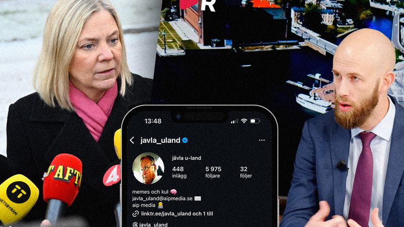 Carl-Oskar Bohlin valde att kritisera Socialdemokraternas otydliga marknadsföring i Riks, kanalen som Sverigedemokraternas trollfabrik ingick i. Foto: Henrik Montgomery/TT, skärmdump.