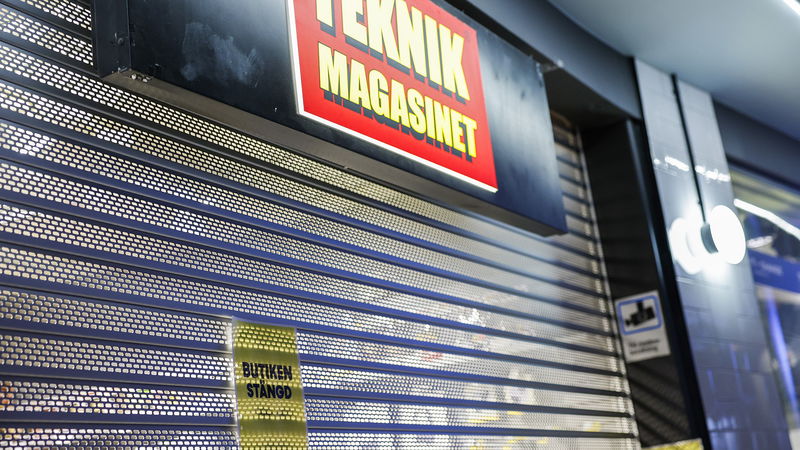 En av Teknikmagasinets igenslagna butiker. Foto: Christine Olsson/TT.