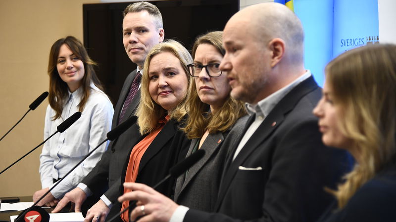 Arbetsgruppen består av vice partiordförande Ida Gabrielsson och fem lokalpolitiker. Foto: Lars Schröder/TT.