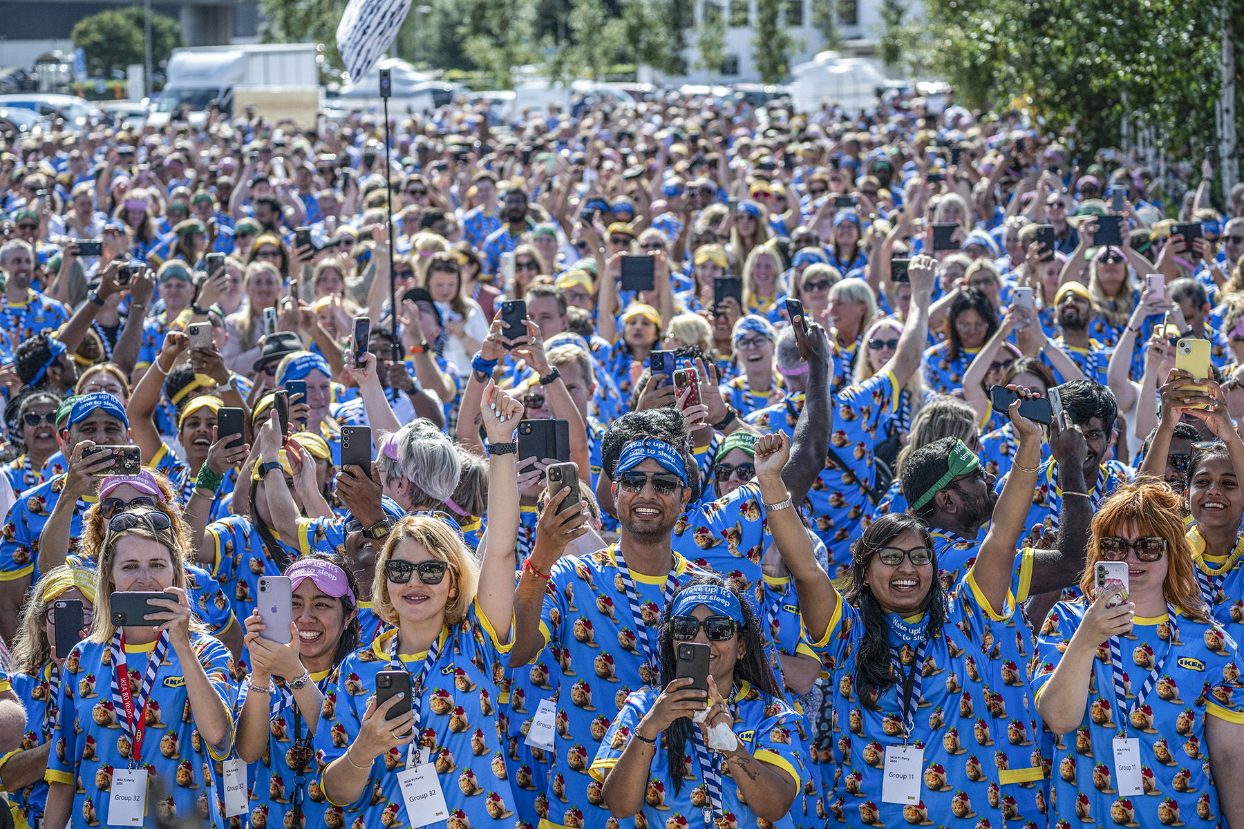 I augusti 2024 slog Ikea i Älmhult världsrekord i kategorin flest antal personer i tvådelad pyjamas på samma plats, med 2 052 mot tidigare rekordet på 1 879. Foto: Johan Nilsson/TT.