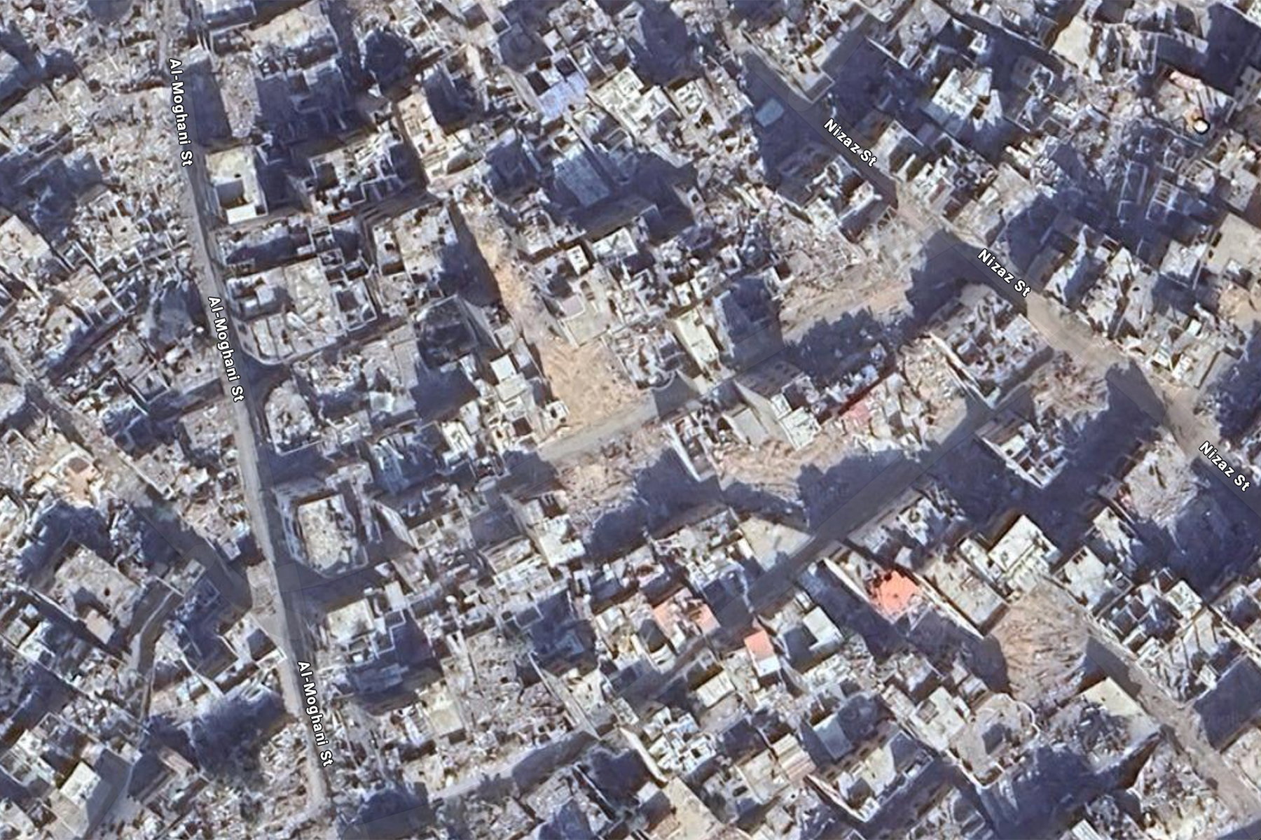 Googles nya kartbilder visar Gaza i ruiner